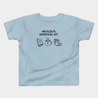 Winter Survival Kit: Good Books, Coffee & Cute Socks Kids T-Shirt